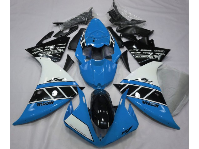 Gloss Light Blue White and Black 2012-2014 Yamaha R1 Motorcycle Fairing