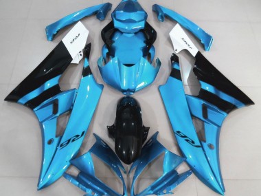 Gloss Light Blue and Black 2006-2007 Yamaha R6 Motorcycle Fairing