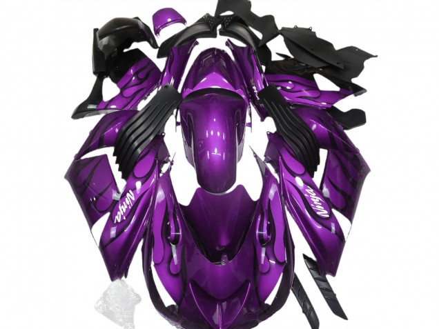 Gloss Purple & Flame 2006-2011 Kawasaki ZX14R Motorcycle Fairing