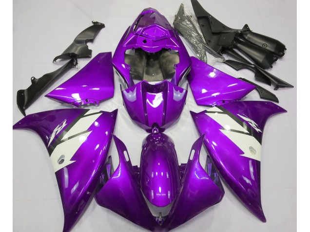 Gloss Purple & White 2012-2014 Yamaha R1 Motorcycle Fairing