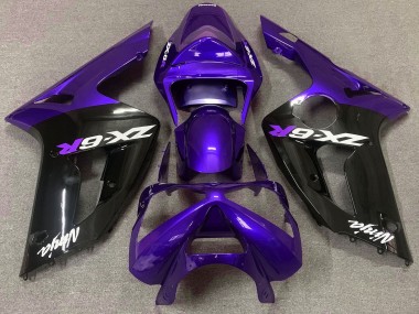 Gloss Purple and Black 2003-2004 Kawasaki ZX6R Motorcycle Fairing