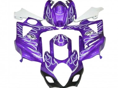 Gloss Purple and White Flame 2007-2008 Suzuki GSXR 1000 Motorcycle Fairing