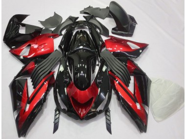 Gloss Red and Black Plain 2006-2011 Kawasaki ZX14R Motorcycle Fairing