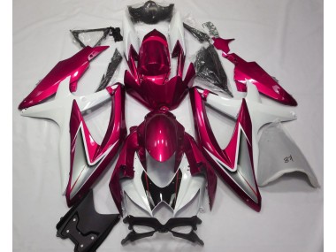 Gloss Red and White 2008-2010 Suzuki GSXR 600-750 Motorcycle Fairing