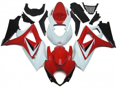 Gloss Red with White OEM Style 2007-2008 Suzuki GSXR 1000 Motorcycle Fairing