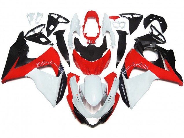 Gloss Red with White and black 2009-2016 Suzuki GSXR 1000 Motorcycle Fairing