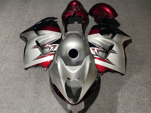 Gloss Silver and Candy Red 1997-2007 Suzuki GSXR 1300 Hayabusa Motorcycle Fairing