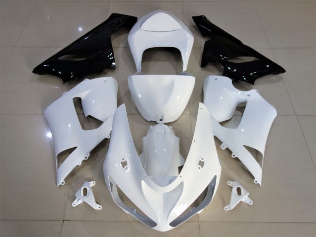 Gloss White & Black 2005-2006 Kawasaki ZX6R Motorcycle Fairing