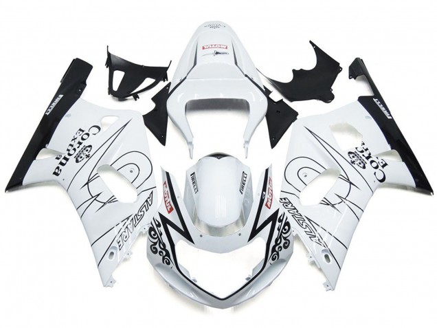 Gloss White Corona and Black 2001-2003 Suzuki GSXR 600-750 Motorcycle Fairing