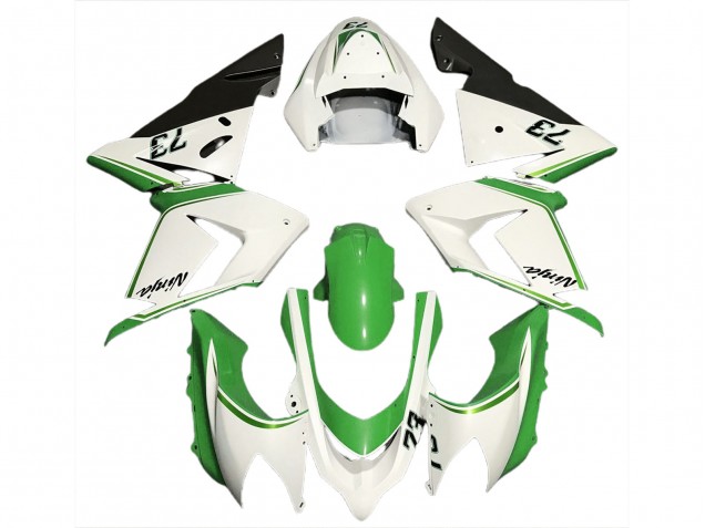 Gloss White & Green 2004-2005 Kawasaki ZX10R Motorcycle Fairing