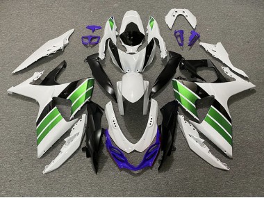 Gloss White Green Black and Purple 2009-2016 Suzuki GSXR 1000 Motorcycle Fairing