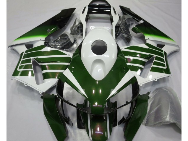 Gloss White & Green Fade 2003-2004 Honda CBR600RR Motorcycle Fairing