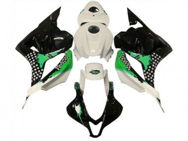 Gloss White & Green Splatter 2009-2012 Honda CBR600RR Motorcycle Fairing