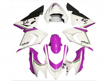 Gloss White & Pink 2004-2005 Kawasaki ZX10R Motorcycle Fairing