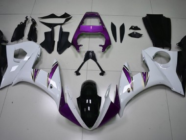 Gloss White & Purple Accents 2003-2004 Yamaha R6 Motorcycle Fairing