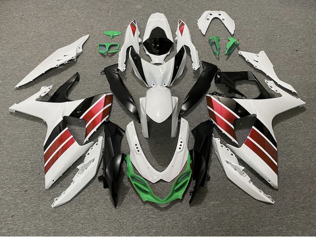 Gloss White Red Black and Green 2009-2016 Suzuki GSXR 1000 Motorcycle Fairing