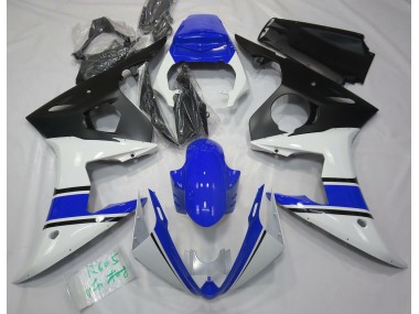 Gloss White and Blue 2003-2004 Yamaha R6 Motorcycle Fairing