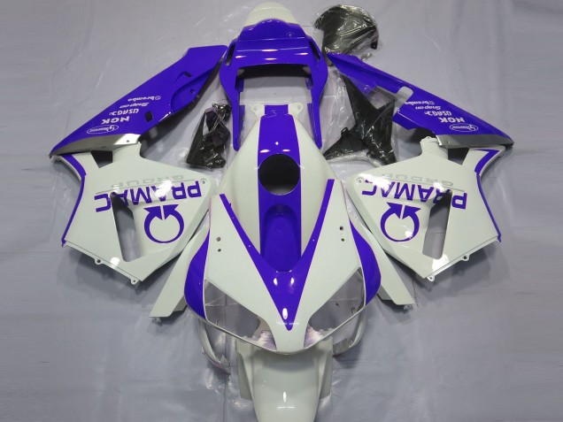 Gloss White and Blue PRAMAC 2003-2004 Honda CBR600RR Motorcycle Fairing