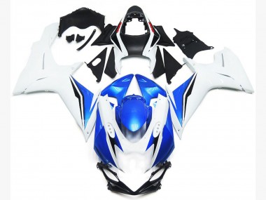 Gloss White and Blue Style 2011-2024 Suzuki GSXR 600-750 Motorcycle Fairing