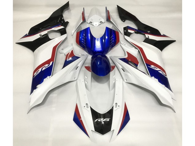 Gloss White and Deep Blue 2017-2021 Yamaha R6 Motorcycle Fairing