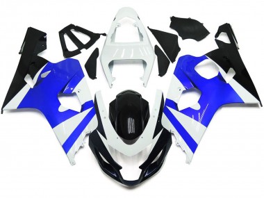 Gloss White and Gloss Blue 2004-2005 Suzuki GSXR 600-750 Motorcycle Fairing