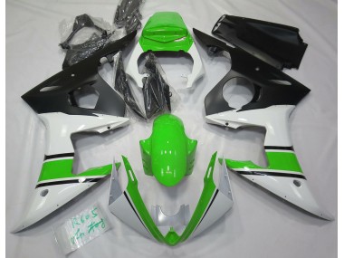 Gloss White and Green 2003-2004 Yamaha R6 Motorcycle Fairing