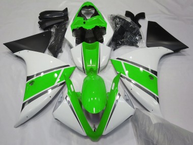 Gloss White and Green 2009-2011 Yamaha R1 Motorcycle Fairing