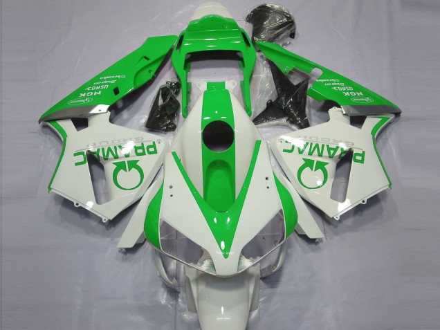 Gloss White and Green PRAMAC 2003-2004 Honda CBR600RR Motorcycle Fairing