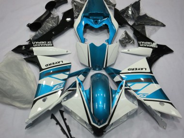 Gloss White and Light Blue 2007-2008 Yamaha R1 Motorcycle Fairing