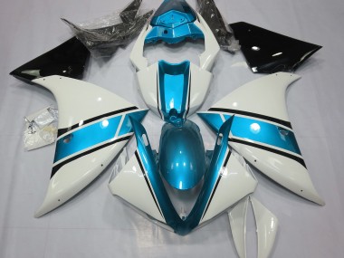 Gloss White and Light Blue 2009-2011 Yamaha R1 Motorcycle Fairing