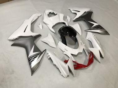 Gloss White and Matte Silver 2011-2024 Suzuki GSXR 600-750 Motorcycle Fairing