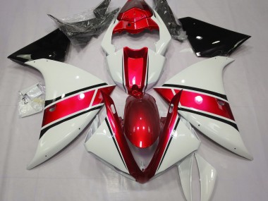 Gloss White and Metallic Red 2009-2011 Yamaha R1 Motorcycle Fairing