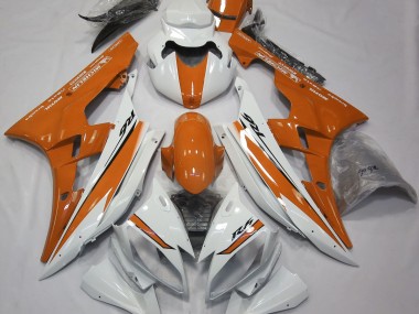 Gloss White and Orange 2006-2007 Yamaha R6 Motorcycle Fairing