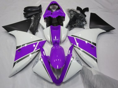 Gloss White and Purple 2009-2011 Yamaha R1 Motorcycle Fairing