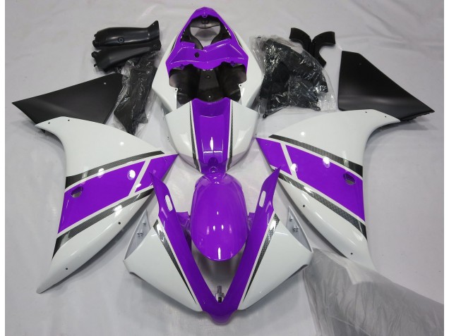 Gloss White and Purple 2009-2011 Yamaha R1 Motorcycle Fairing