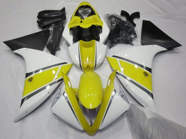 Gloss White and Yellow 2009-2011 Yamaha R1 Motorcycle Fairing