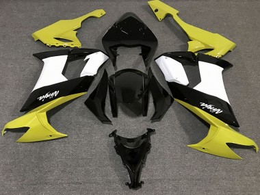 Gloss Yellow Black and White 2008-2010 Kawasaki ZX10R Motorcycle Fairing