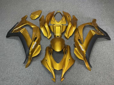 Gold with Ninja White 2016-2019 Kawasaki ZX10R Motorcycle Fairing