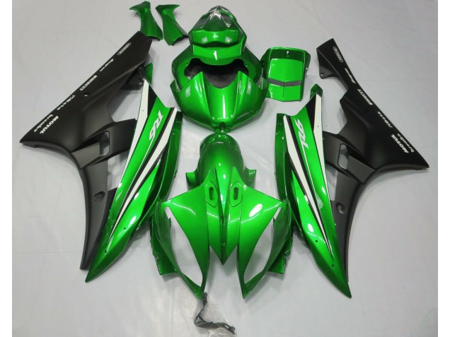 Green Black and White 2006-2007 Yamaha R6 Motorcycle Fairing