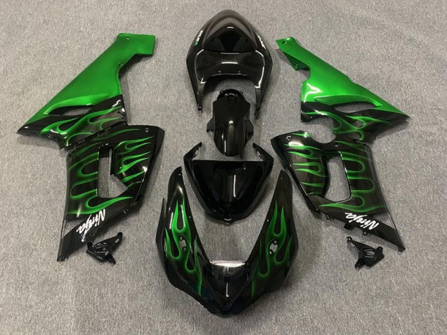 Green Flame 2005-2006 Kawasaki ZX6R Motorcycle Fairing