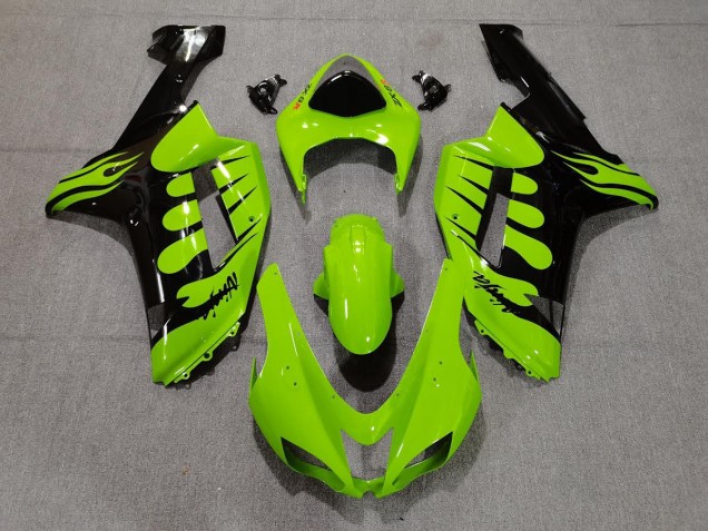 Green Flame 2007-2008 Kawasaki ZX6R Motorcycle Fairing