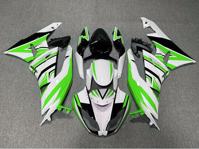 Green White and Black Zag 2009-2012 Kawasaki ZX6R Motorcycle Fairing