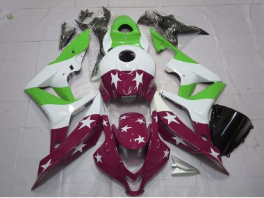 Green and Maroon Stars and Stripes 2007-2008 Honda CBR600RR Motorcycle Fairing