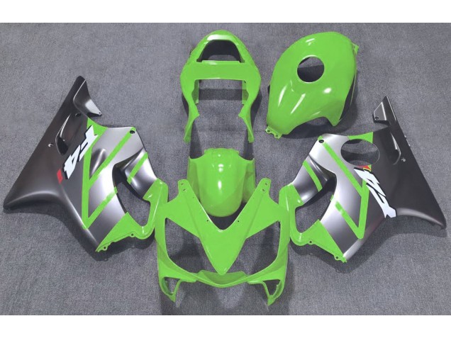 Green and Matte Silver 2001-2003 Honda CBR600 F4i Motorcycle Fairing