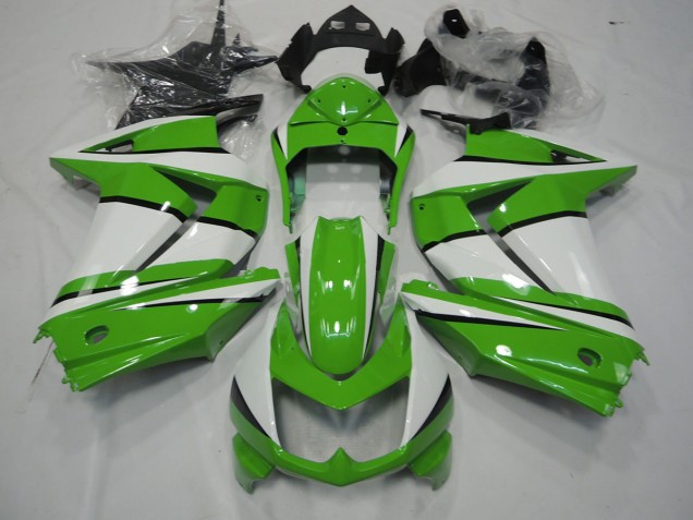 Green and White 2008-2012 Kawasaki Ninja 250 Motorcycle Fairing