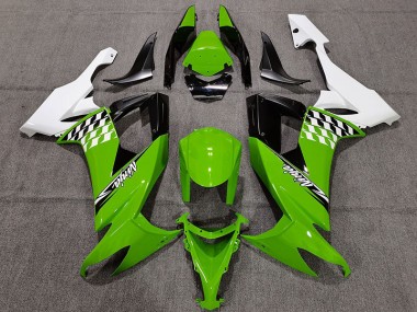 Green and White Cheq 2008-2010 Kawasaki ZX10R Motorcycle Fairing