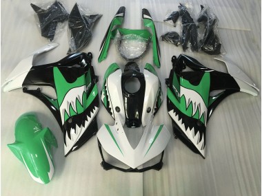 Green and White Shark 2015-2018 Yamaha R3 Motorcycle Fairing