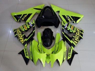 High Viz Yellow and Black 2004-2005 Kawasaki ZX10R Motorcycle Fairing