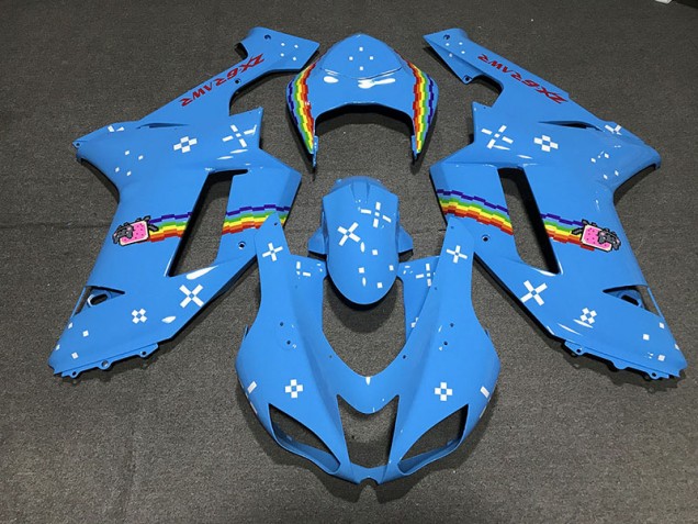 Light Blue Custom 2007-2008 Kawasaki ZX6R Motorcycle Fairing