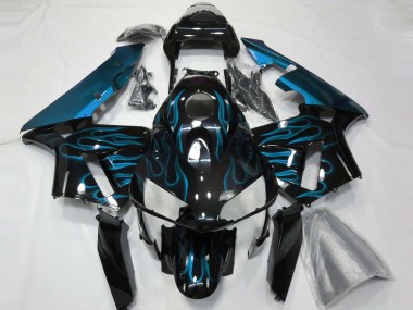 Light Blue Flames 2003-2004 Honda CBR600RR Motorcycle Fairing